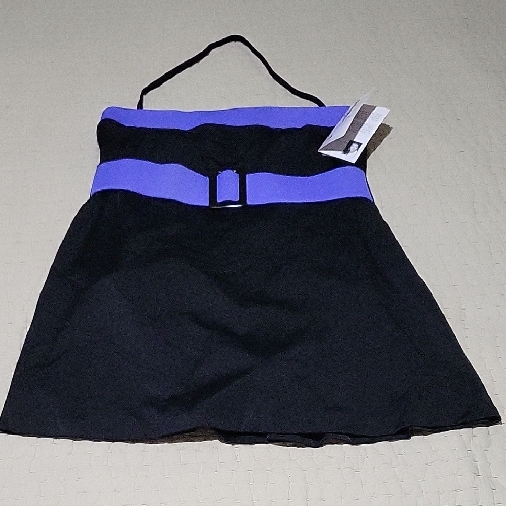 NWT I.F. (It Figures) Black Lilac Womens One Piece Swimsuit